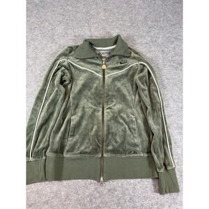 Vintage 90s Nike Sportswear Velour Track Jacket Womens M Olive Green Swoosh Logo